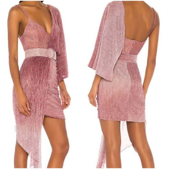 PatBO Dresses & Skirts - RARE Patbo Ombre Lurex Asymmetrical Belted Mini Dress